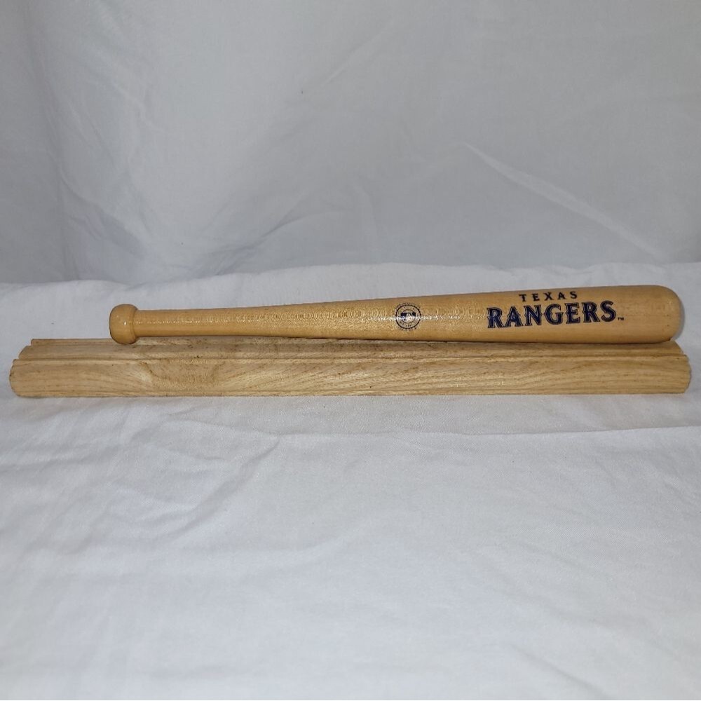Texas Rangers Baseball Card Wooden Stand for Desktop or Dresser 12"